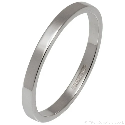 2mm Sterling Silver Flat Profile Wedding Ring