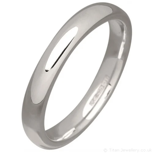 3mm Sterling Silver Court Wedding Ring