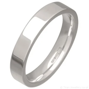 4mm Sterling Silver Flat Court Wedding Ring