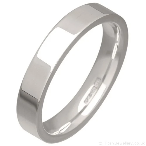 4mm Sterling Silver Flat Court Wedding Ring