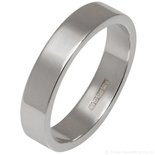 4mm Sterling Silver Flat Profile Wedding Ring