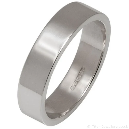 5mm Sterling Silver Flat Profile Wedding Ring