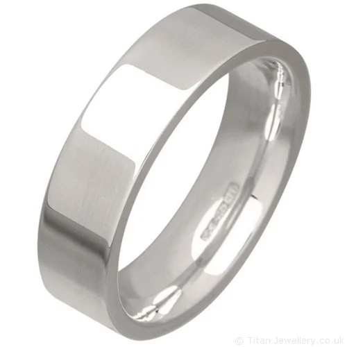 6mm Sterling Silver Flat Court Wedding Ring