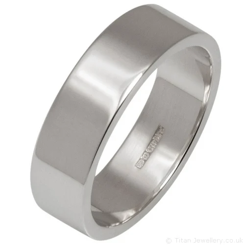 6mm Sterling Silver Flat Profile Wedding Ring