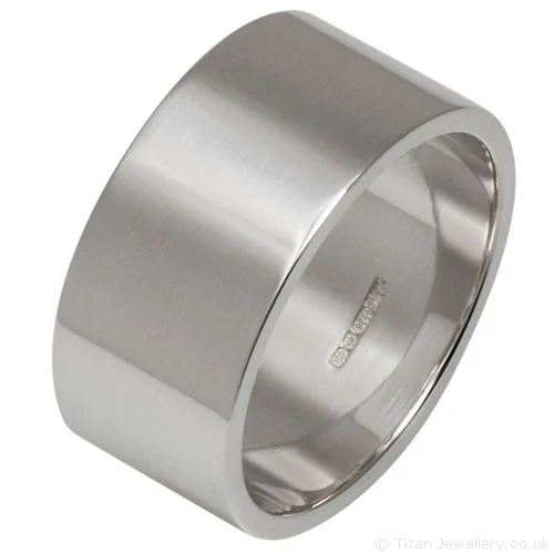 10mm Sterling Silver Flat Profile Wedding Ring