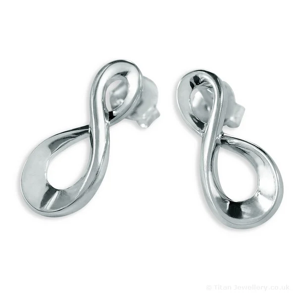 Silver Infinity Stud Earrings, TJ11483E