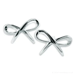 Silver Bow Stud Earrings