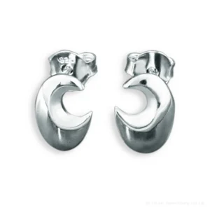Silver Crescent Stud Earrings
