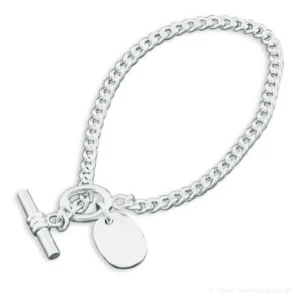 Silver Curb Bracelet with Integral Tag