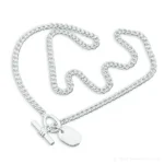 Silver Curb Necklace with Integral Tag