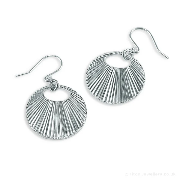 Silver Fan Drop Earrings, silver fan drop earrings