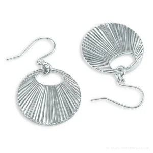 Silver Fan Drop Earrings