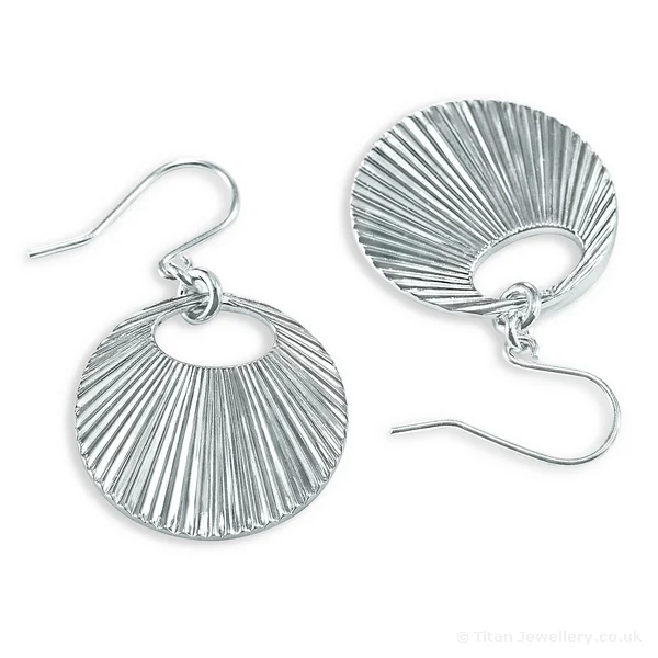 Silver Fan Drop Earrings