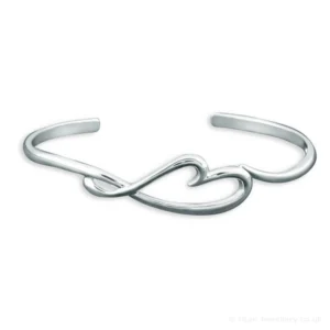 Silver Slender Heart Bangle