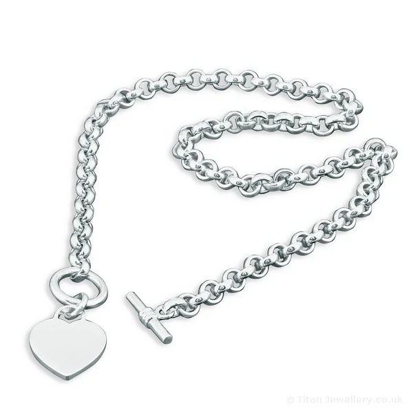 Silver Heart Tag Heavy Necklace, Silver Heart Tag Heavy Necklace