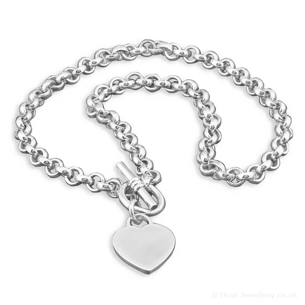 Titan Jewellery, Silver Heart Tag Heavy Necklace