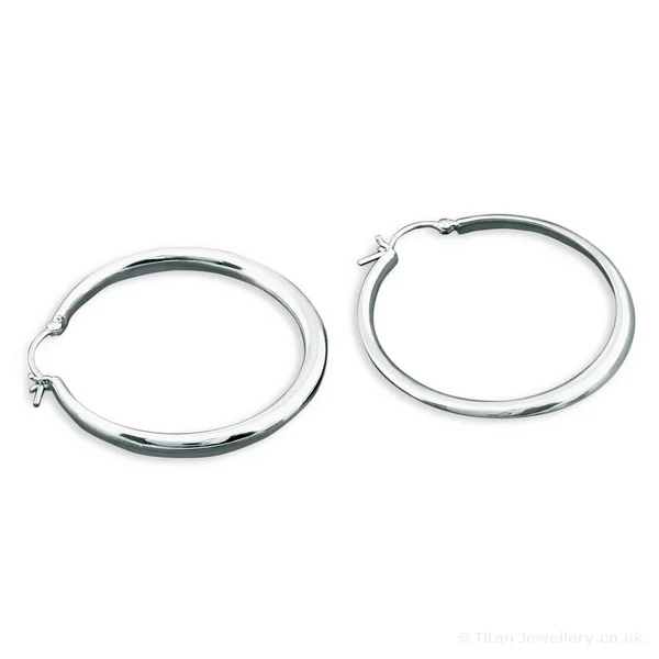 Mobius Twist Silver Hoop Earrings