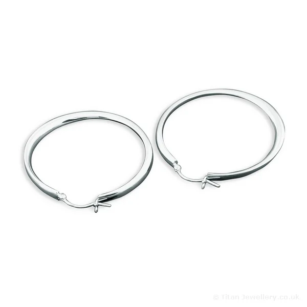 Mobius Twist Silver Hoop Earrings, silver hoop earrings