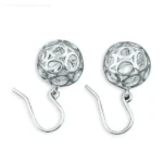 Silver Ornate Sphere Earrings
