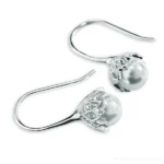 Silver CZ and Pearl Drop Earrings