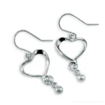 Silver Heart Earrings with Pearl Drop