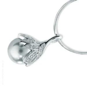Silver Pearl and CZ Drop Pendant
