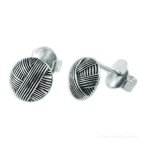 Oxidised Silver Weave Stud Earrings, Oxidised Silver Weave Stud Earrings