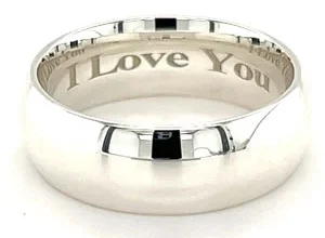 Engraved silver wedding ring