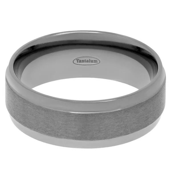 8mm Brushed and Polished Tantalum Wedding Ring, Brushed and Polished Tantalum Wedding Ring
