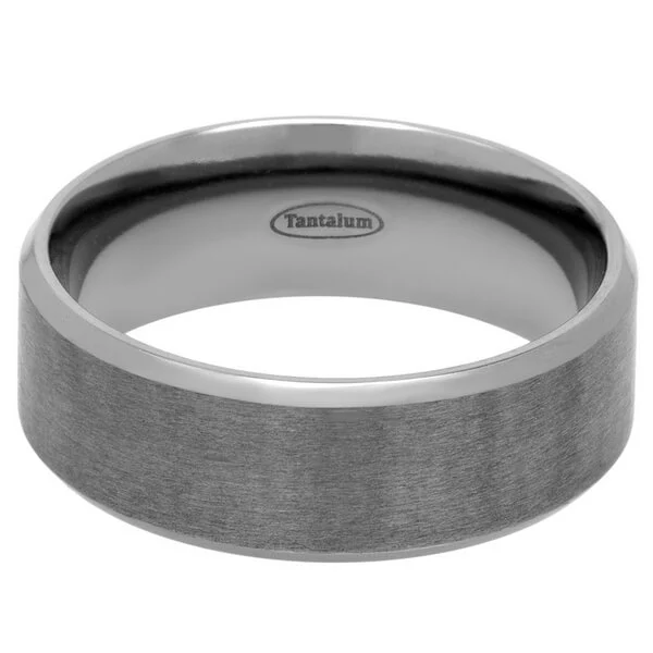8mm Brushed Centre Chamfered Tantalum Ring, Chamfered Tantalum Ring