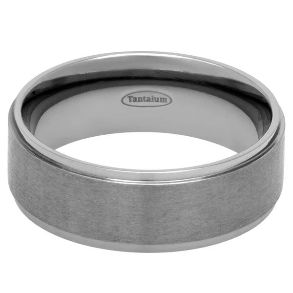 8mm Brushed Raised Centre Tantalum Ring, 8mm Brushed Raised Centre Tantalum Ring