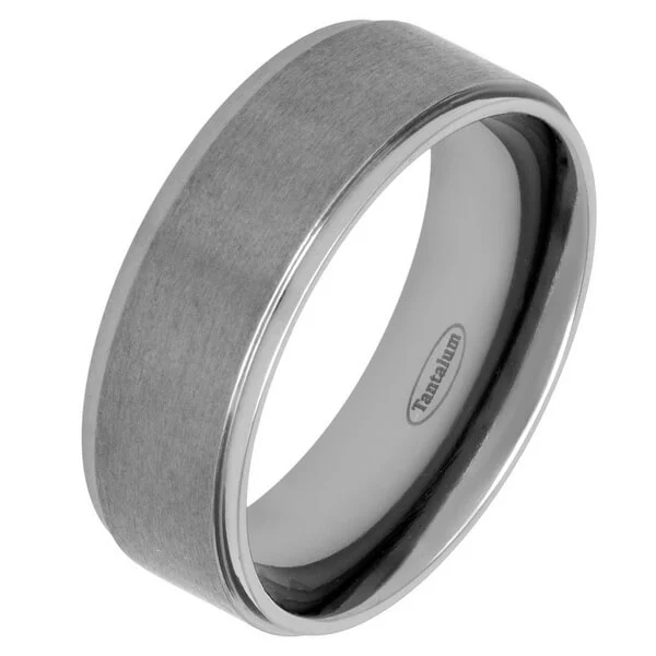 8mm Brushed Raised Centre Tantalum Ring