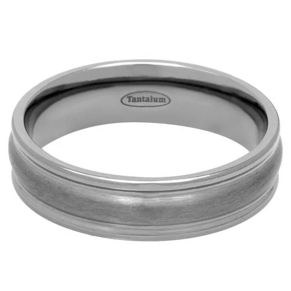 6mm Brushed Centre Ridged Tantalum Ring, 6mm Brushed Centre Ridged Tantalum Ring