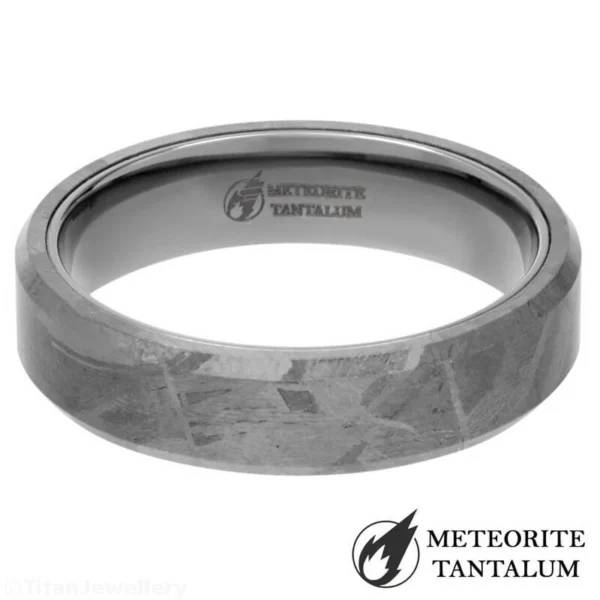 Titan Jewellery, 6mm Chamfered Muonionalusta Meteorite Tantalum Ring