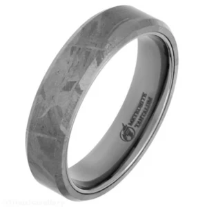 6mm Chamfered Muonionalusta Meteorite Tantalum Ring