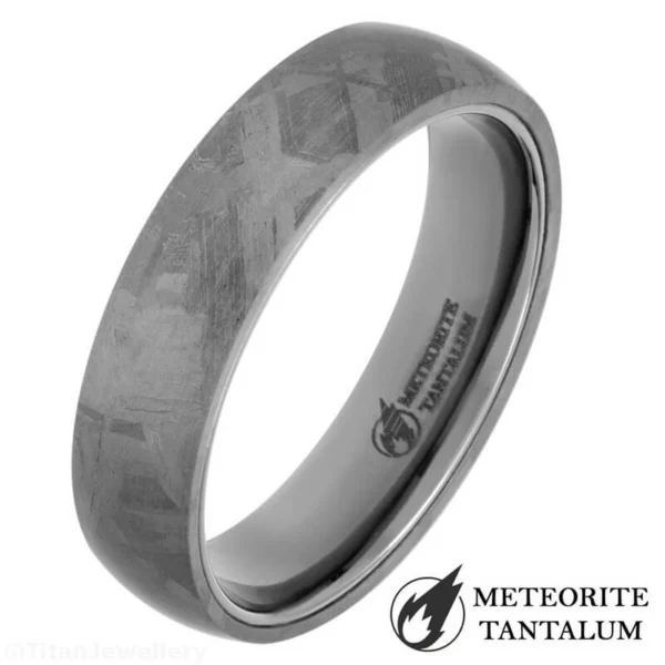 6mm Rounded Court Muonionalusta Meteorite Tantalum Ring, Meteorite Tantalum Ring
