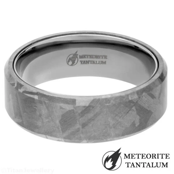 Titan Jewellery, 8mm Chamfered Meteorite Ring with Tantalum Liner