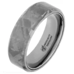 8mm Chamfered Meteorite Ring with Tantalum Liner