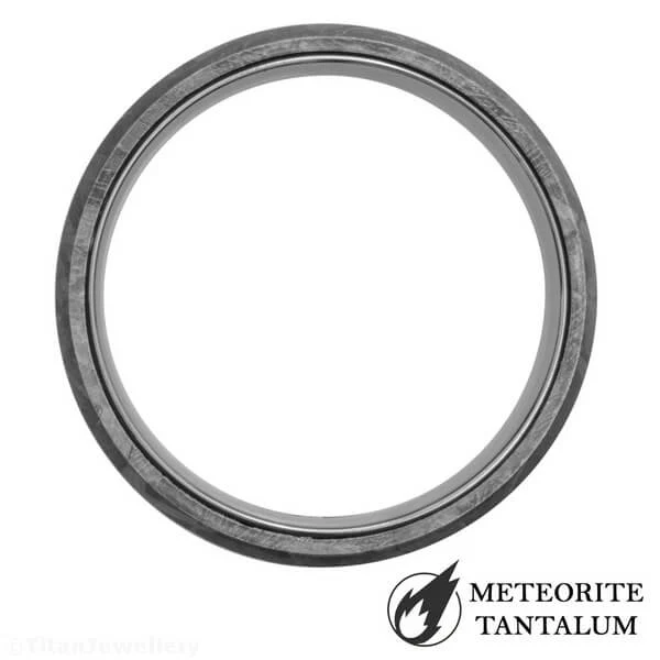 8mm Chamfered Meteorite Ring with Tantalum Liner, TA13