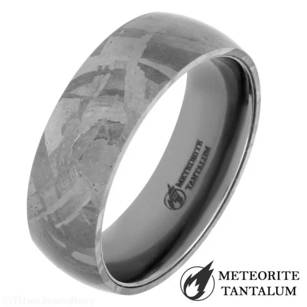 8mm Meteorite Court Ring with Tantalum Liner, 8mm Meteorite Court Ring