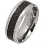 8mm Titanium Ring with Black Carbon Fibre Inlay