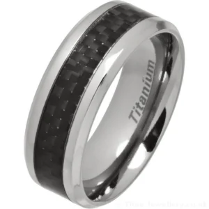 8mm Titanium Ring with Black Carbon Fibre Inlay