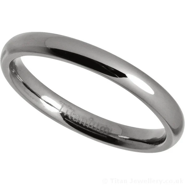 3mm Women’s Court Polished Titanium Wedding Ring