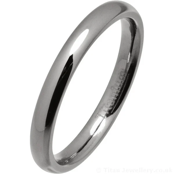 Titan Jewellery, 3mm Women’s Court Polished Titanium Wedding Ring