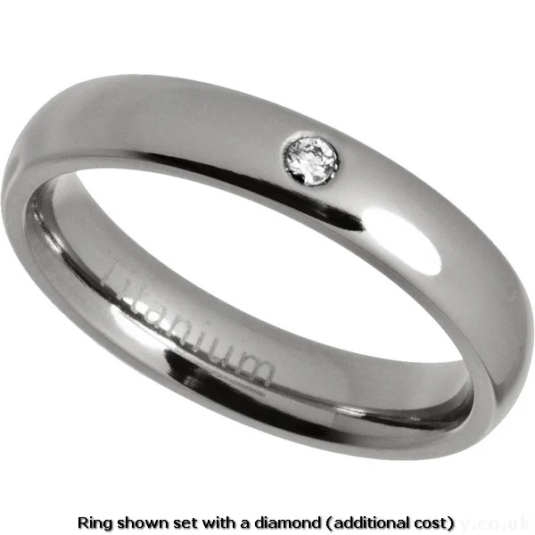 Titan Jewellery, 4mm Classic Court Polished Titanium Wedding Ring