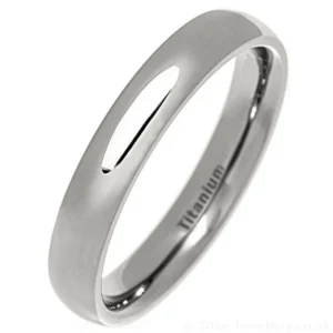 4mm Classic Court Polished Titanium Wedding Ring