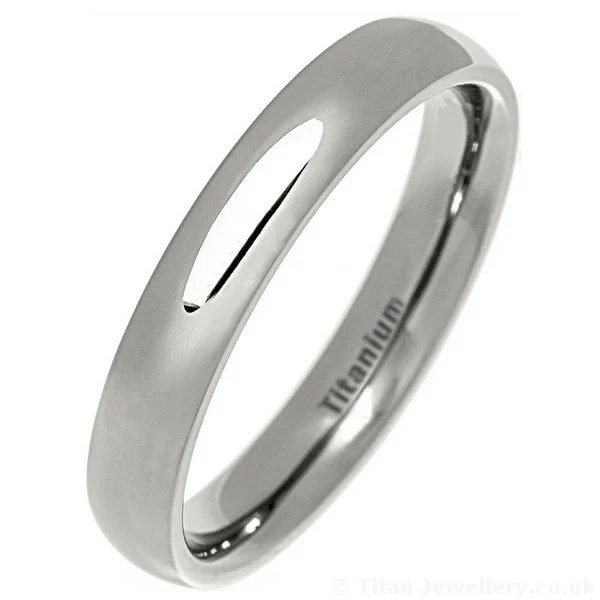 4mm Classic Court Polished Titanium Wedding Ring