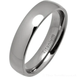 5mm Classic Court Polished Titanium Wedding Ring