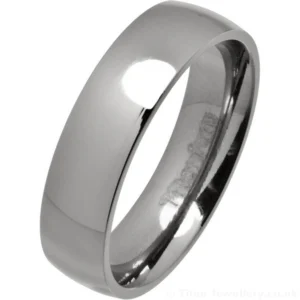 6mm Classic Court Polished Titanium Wedding Ring