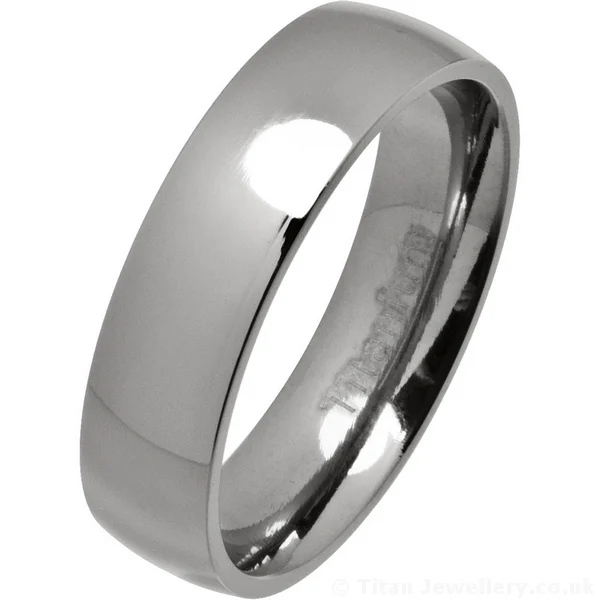 6mm Classic Court Polished Titanium Wedding Ring